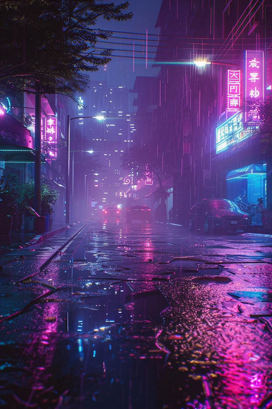 Street Featuring Neon Lights Wall Art - beink online art store
