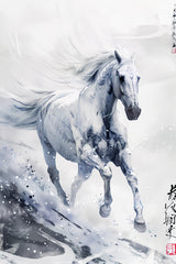 White Horse Runs Wall Art