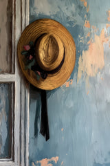 Women Wide Brim Hat Painting Wall Art