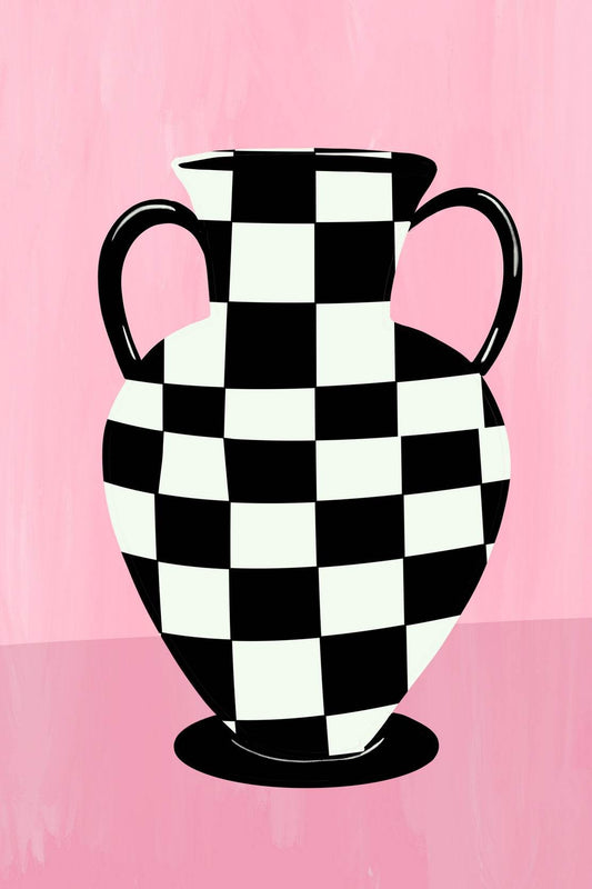 Checkered Vase Painting Wall Art - beink online art store