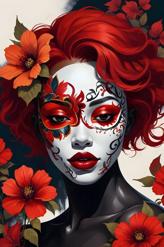 Day of the Dead Female Face Paint Illustration Wall Art - beink online art store