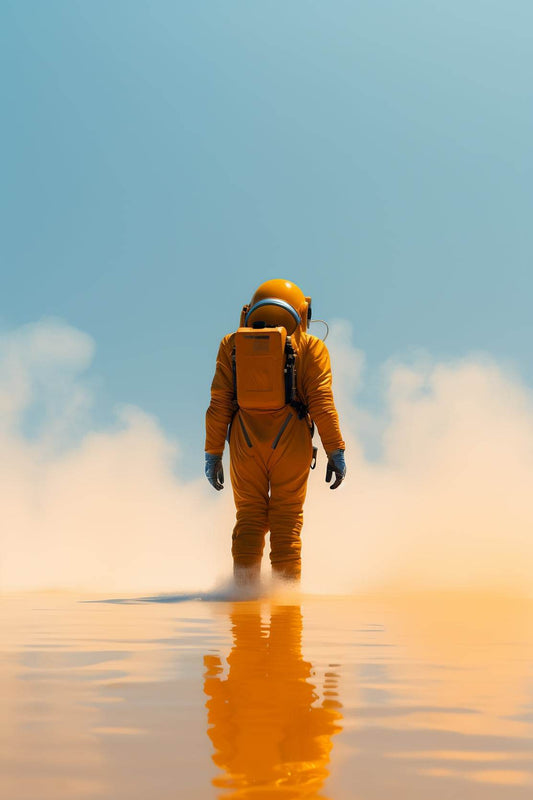 Astronaut In on the water Colorful Illustration Art Print - beink online art store