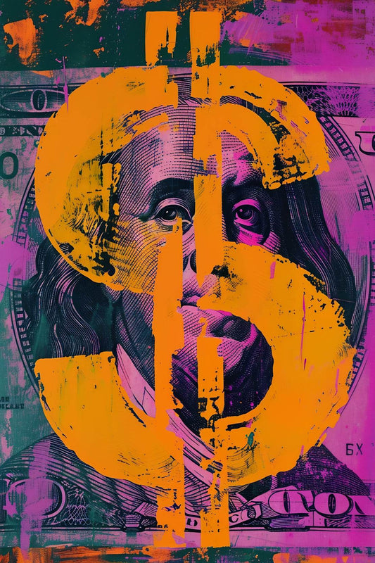 Colorful Dollar Ben Franklin Wall Art - beink online art store