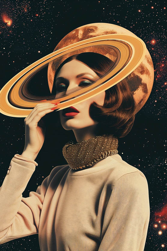 Collage Retro dreamy astrology art portrait painting - beink online art store