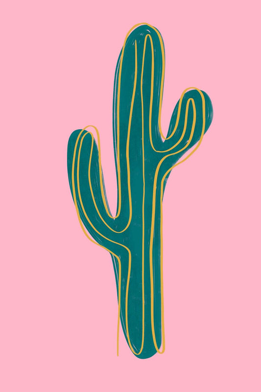 Green Cactus Painting Wall Art - beink online art store