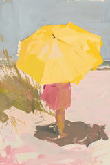 Drawing Girl With Yellow Umbrella