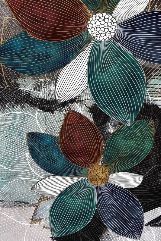 Blue and White Petal Patterns Wall Art - beink online art store