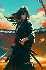 Anime Style Portrait of Traditional Japanese's Samurai Character Anime Wall  Art