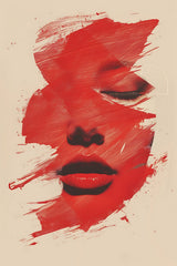 A Woman's Face In Red Wall Art