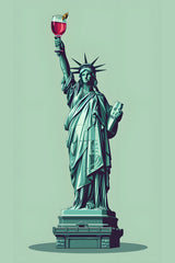 Statue of Liberty Holding Wine Wall Art