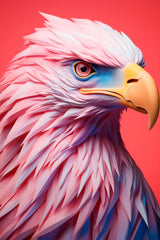 Pink and Blue Painted Eagle Bird Wall Art