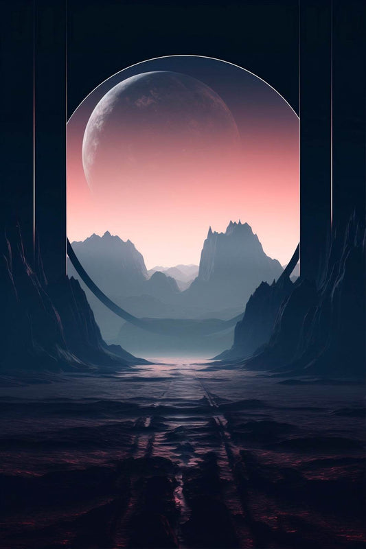 Moon Between The Mountain Wall Art - beink online art store
