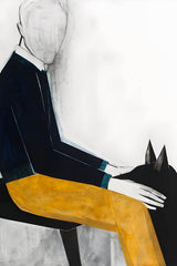 Sketch Wall Art of Man Sitting with Dog - beink online art store
