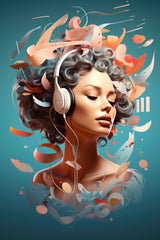 Anime Girl With Old Headphones Wall Art