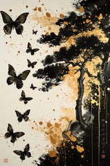 Painting Beautiful Black Butterflies Wall Art