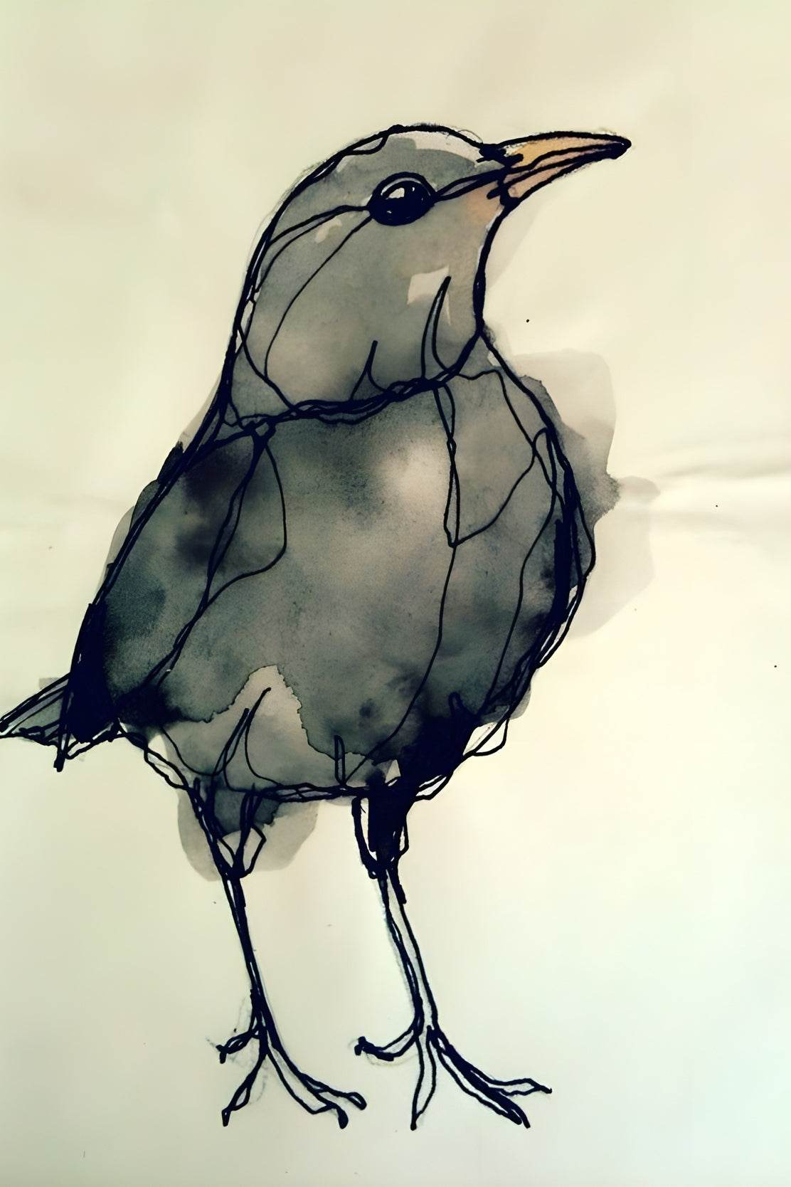 Black Bird - Watercolor Modern Wall Art - beink online art store