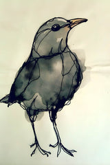 Black Bird - Watercolor Modern Wall Art - beink online art store