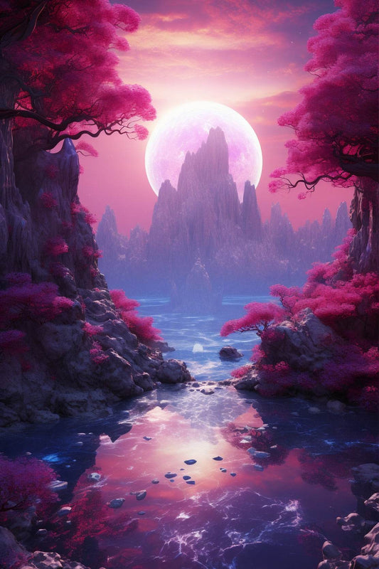 Paysage Fantastique Magenta Wall Art - beink online art store
