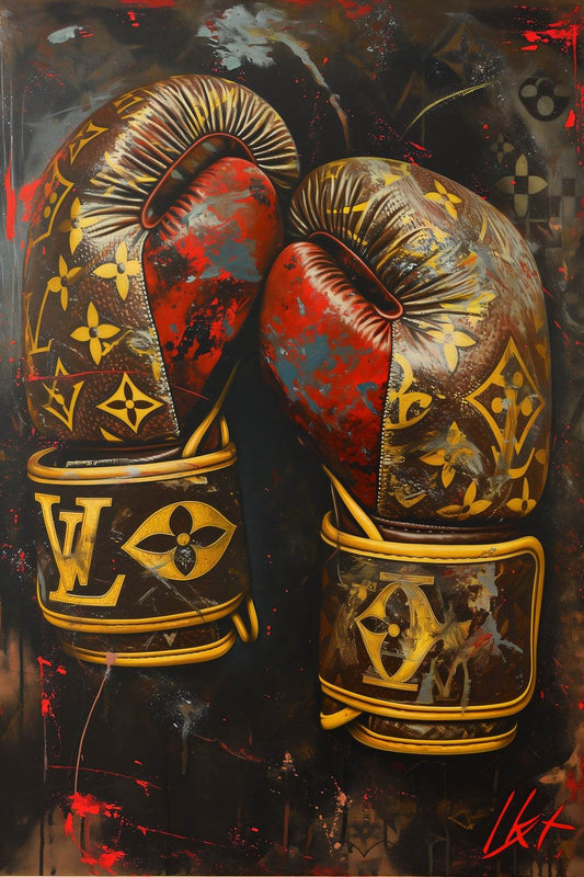 Gold Color Boxing Gloves Wall Art - beink online art store