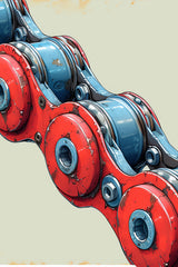 Painting of Red and Blue Bicycle Chain Artwork