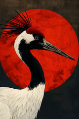 Black and Red Crane Wall Art