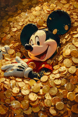 Mickey Mouse in Gold Coins Wall Art