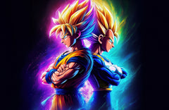 Neon Glowing Goku Vegeta Anime Wall Art