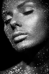 Women Bright Sparkling Lights Black & White Wall Art