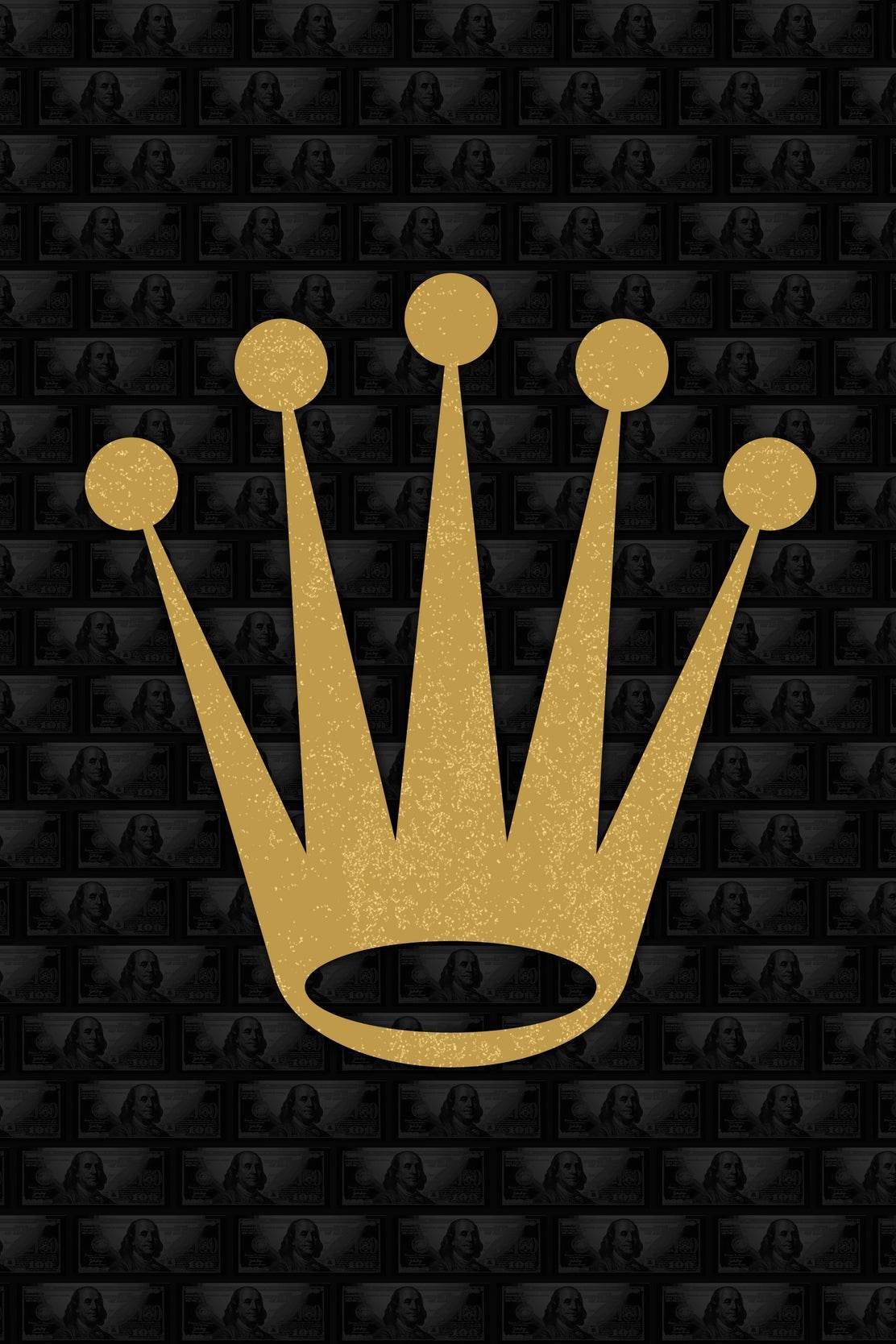 Golden Crown with Black Background Wall Art - beink online art store