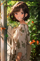 Beautiful Anime Character Garden scene