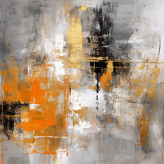 Vibrant Orange and Black Brush Strokes Abstract Wall Art