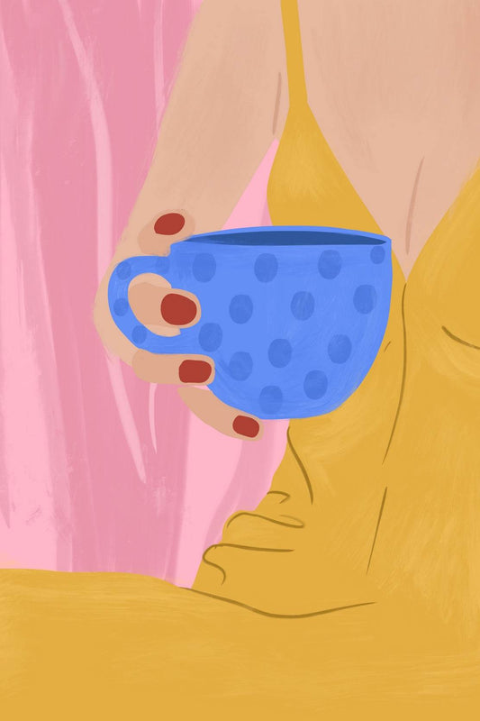 Contemporary Woman With Coffee in Hand Wall Art - beink online art store