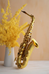 Golden Saxophone Next To Yellow Flowers Wall Art