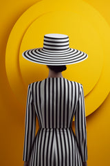 Female Hypnosis Model With Black And White Hat