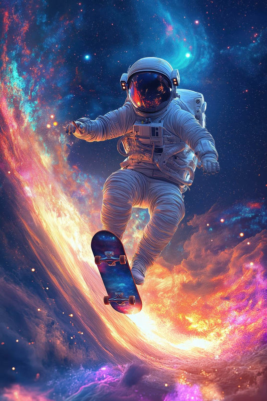 Astronaut Floating Space with skate board - beink online art store