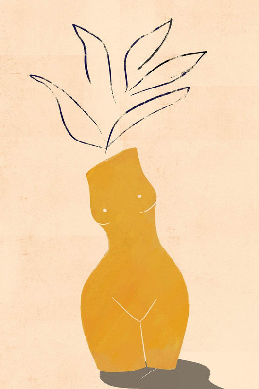 Honey Yellow Poster With Vase Wall Art - beink online art store