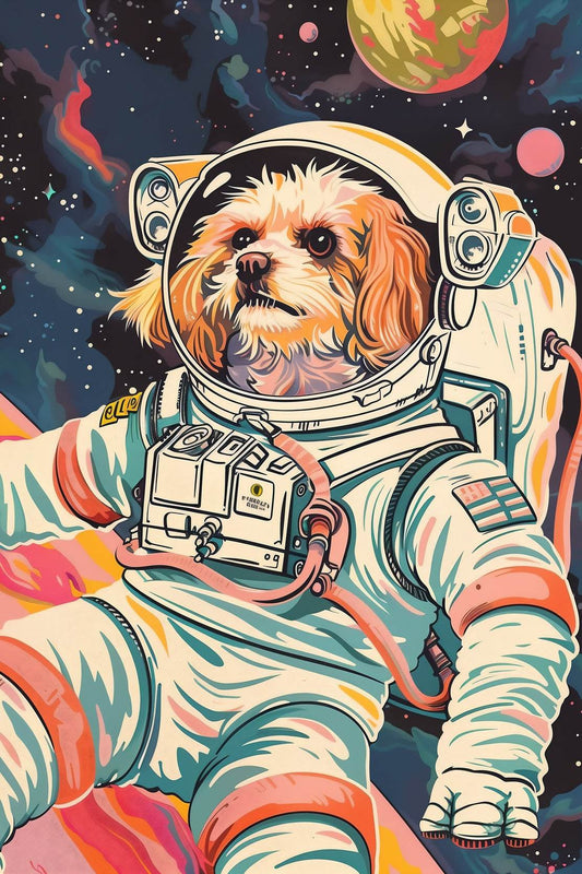 Bichon Frise Dog With a Futuristic Spacesuit Artwork - beink online art store