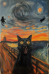 Screaming Black Cat Painting Wall Art