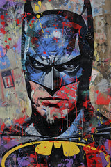 Watercolor Painting of Batman Face Wall Art