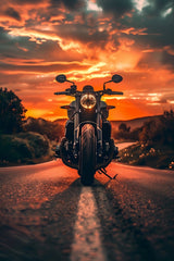 Motorcycle in Sunset Wall Art