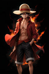 Monkey D. Luffy Character  on Fire Anime Wall  Art