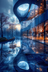 Blue Glass Building Wall Art