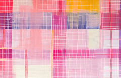 Abstract Painting of a Pink and Yellow Plaid