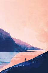 Lonely Wanderer in Pink Sunset Wall Art