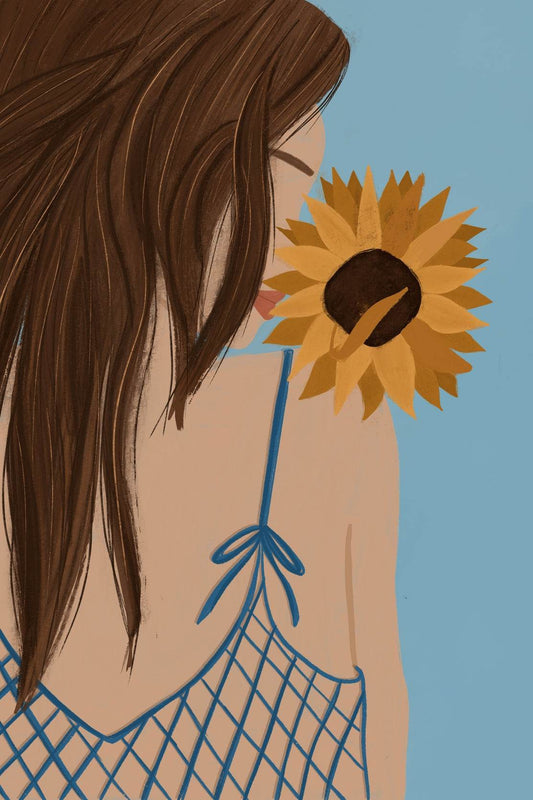 Girl With a Sunflower Wall Art - beink online art store