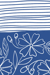 Blue and White Striped Paper With Flowers Wall Art