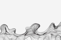 Handdrawn Thin Waves Abstract Wall Art