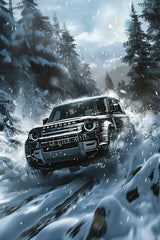 Land Rover Defender Black Wall Art