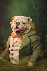 Comical Bulldog Wearing Coat Animal Wall Art