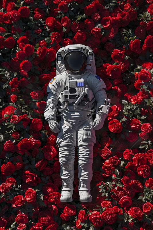 Astronaut Laying in a Bed of Roses Digital Artwork - beink online art store